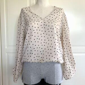 Cynthia Rowley V Neck Long Sleeve Blouse Top Womens Size L